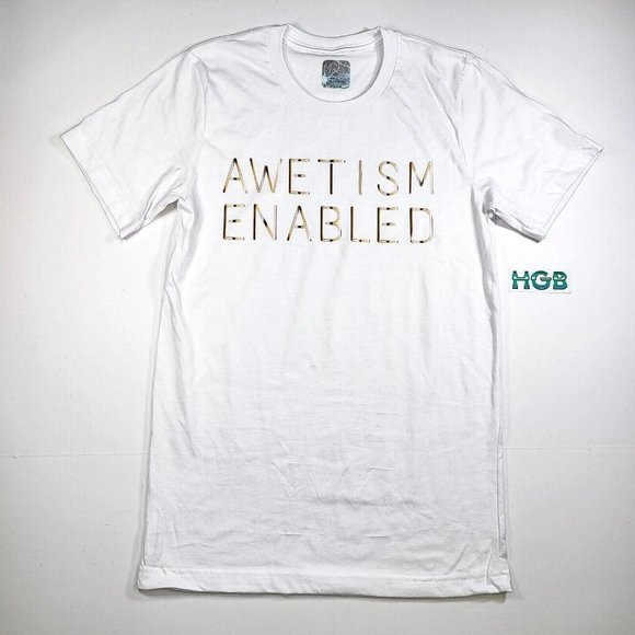 Awetism Enabled Other - AWETISM ENABLED T-Shirt Men's Unisex Autism Support Awareness White  AWE3001-100